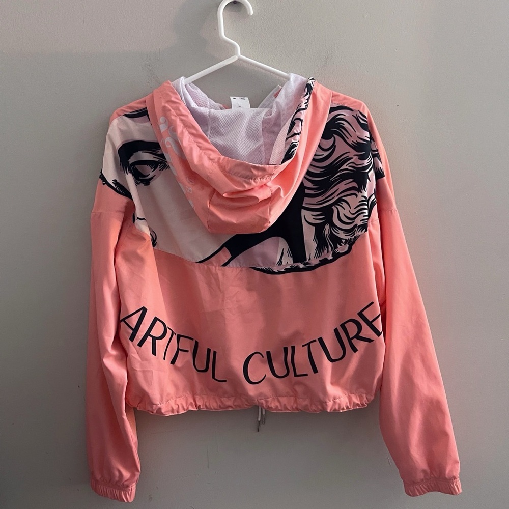 Peach Colored Track Jacket Window Breaker Athletic Apparel Walking Pullover - Picture 7 of 7